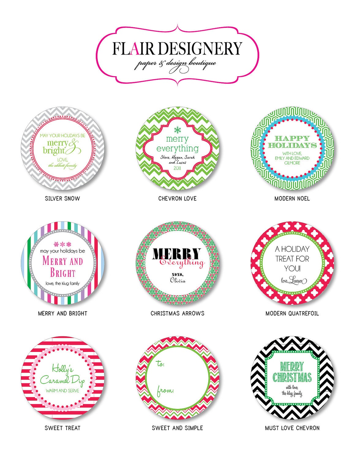 Personalized Holiday Stickers, Labels or Tags - Set of 60 - by Flair Designery Il_570xn