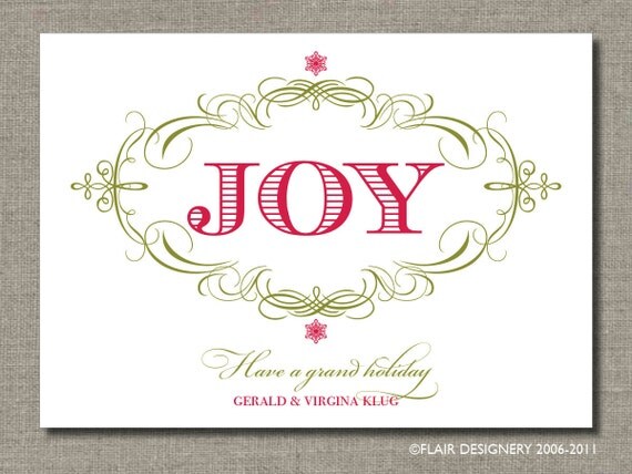 Holiday Greeting Card Card - Set of 25 flat cards - Joyous Holiday by Flair Designery Il_570xn