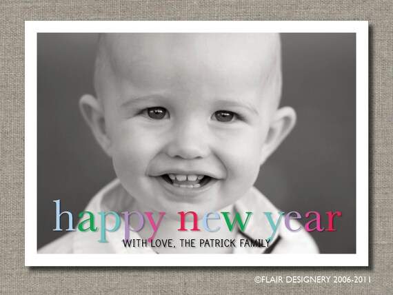 Holiday or New Years Photo Card - Set of 50 Cards - New Year Cheer by Flair Designery Il_570xn