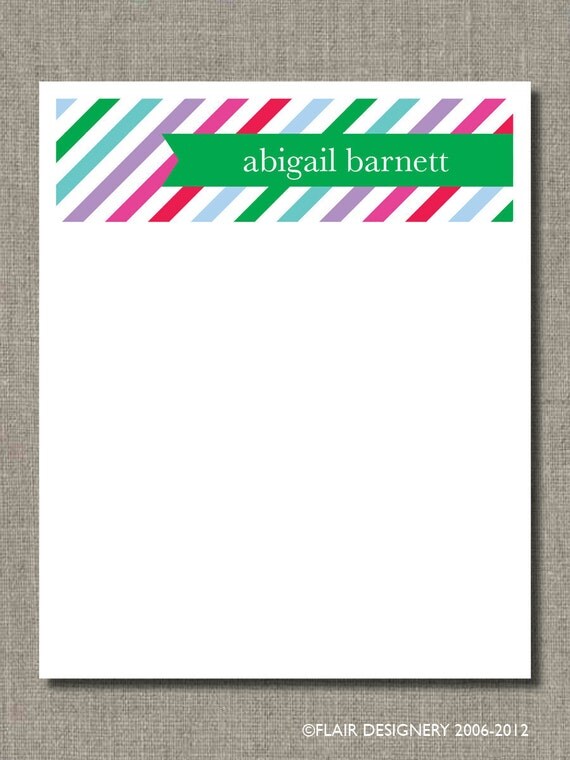 Everyday Oversized Note or Desk Pad - Merry and Bright Stripe by Flair Designery Il_570xn
