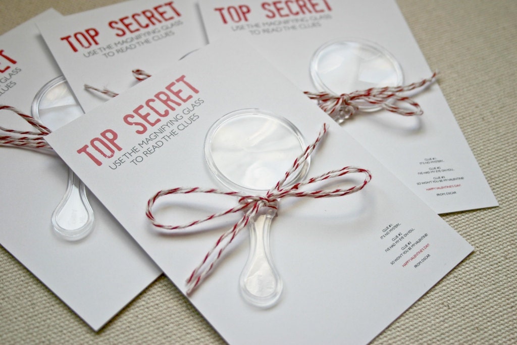 Valentine Top Secret Magnifying Glass Card -PRINTABLE VALENTINE - by Flair Designery Il_570xn