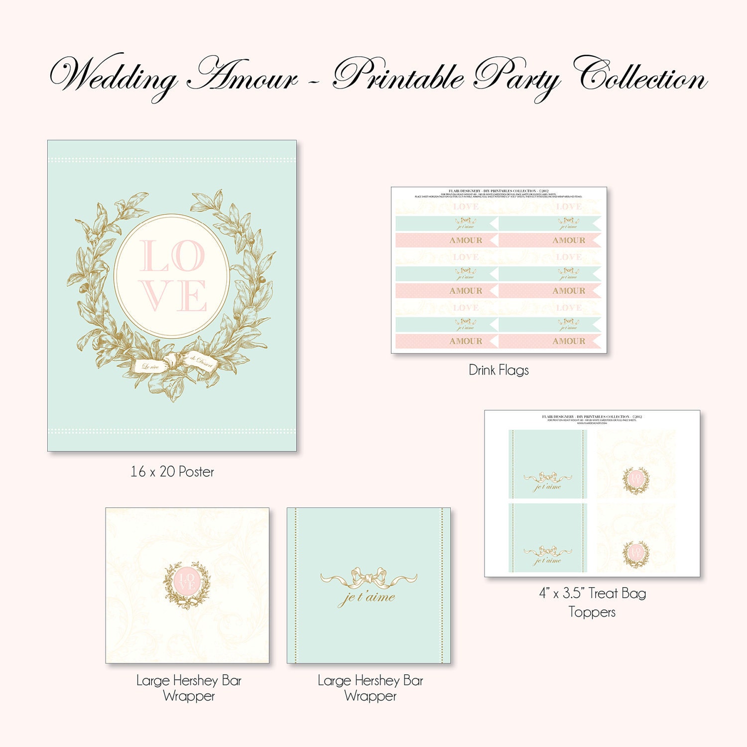 Wedding Amour - Full PRINTABLE Collection - by Flair Designery Il_570xn