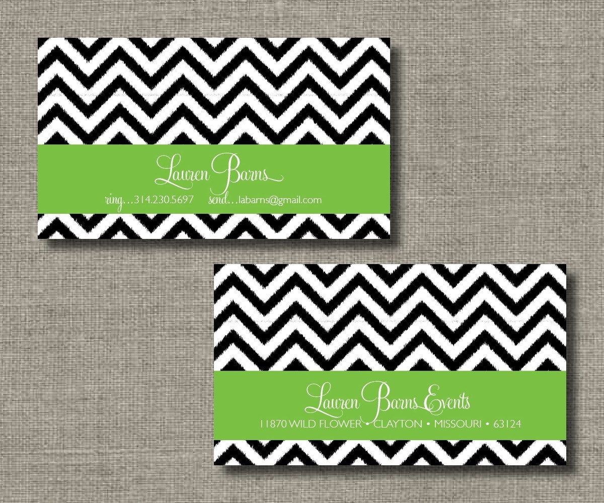 Chevron Ikat Calling Cards, Call Me Cards, Business Cards - Set of 250