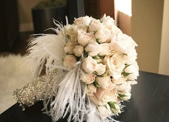 STARLET Rhinestone and Feather Bouquet Wrap