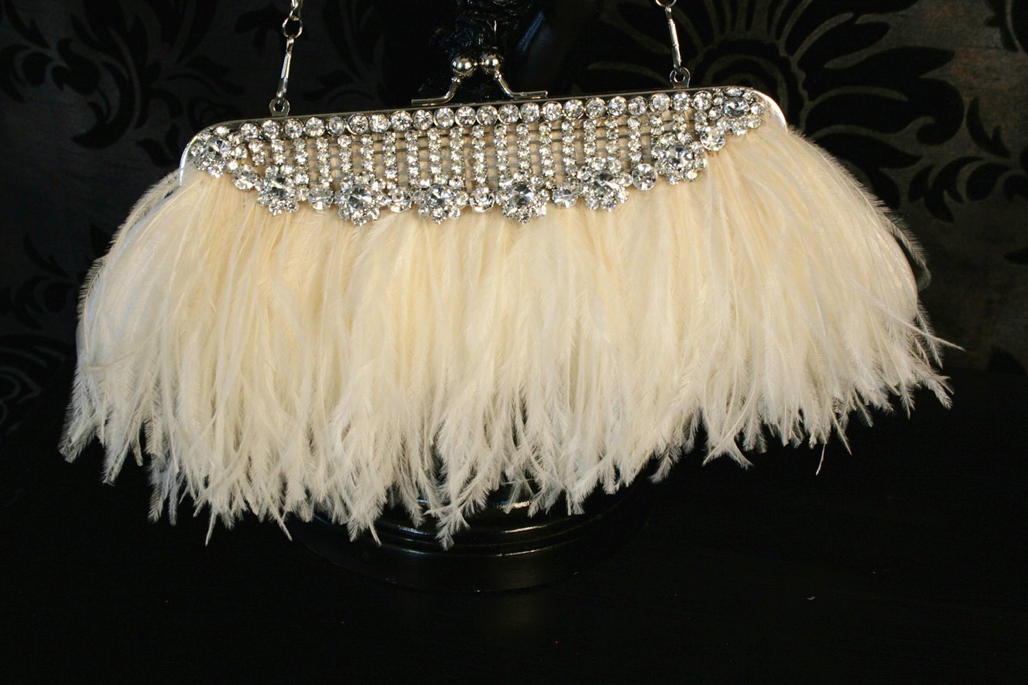 ULTIMATE OSTRICH Feather and Rhinestone Purse and Bouquet Wrap reserved for Melisa