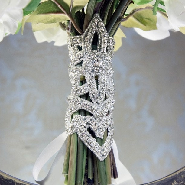 GLAMOUR Corset Style Rhinestone and Silk Bouquet Wrap