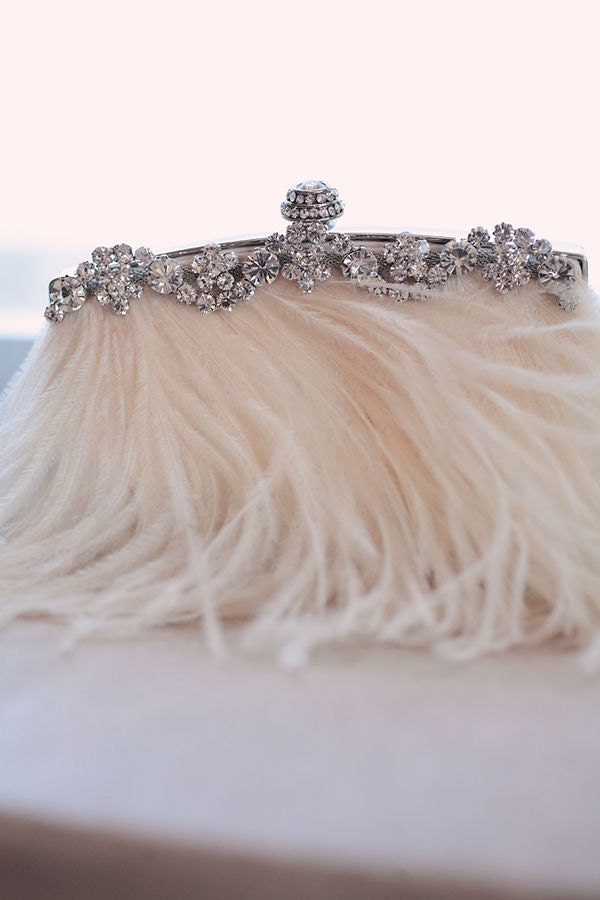 2013 NEW STARLET Feather and Rhinestone Bridal Clutch Purse