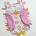 Pastel Pink OWL Ribbon Tag Baby Blanket Minky Blankie Lovey Lovie Baby Gift