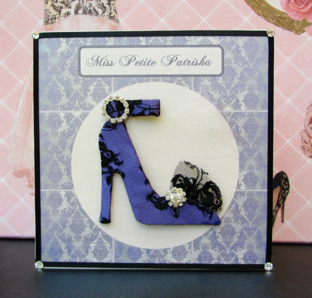 Miss Petite Patrisha Shoe Personalized Card / 140mm Square / Handmade Greeting Card