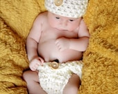 Natural Diaper Cover and Button Hat Set