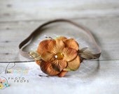 Caramel Brown Feather Veil Flower Headband