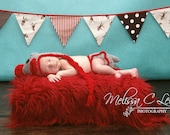 Red Mongolian Fur Rug Nest Photography Photo Prop 27x20 Newborn Baby Toddler Mat Backdrop Floordrop