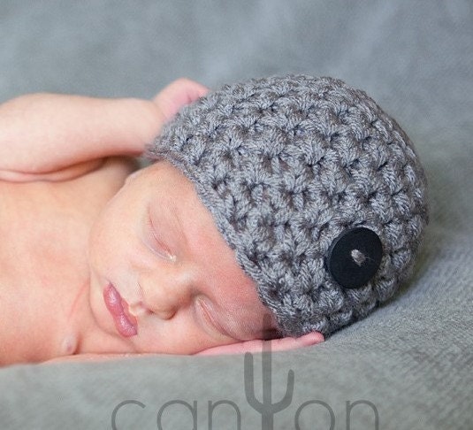 Little Mister Newborn Baby Beanie Hat in Grey