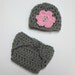 Little Miss Diaper Cover and Hat Set Grey