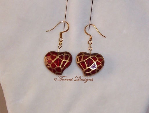 Glass Heart Container Earrings with 14K Gold Hooks Legend of Zelda Twilight Princess Custom OOAK One of a Kind by TorresDesigns