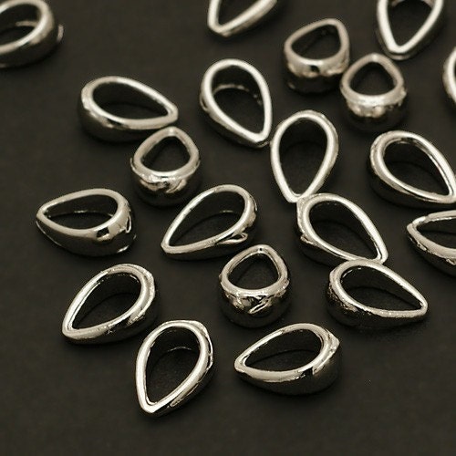 PS-045-OR / 10 Pcs - NEW Pendant bail, Silver Plated over Brass / 2.8mm x 7mm