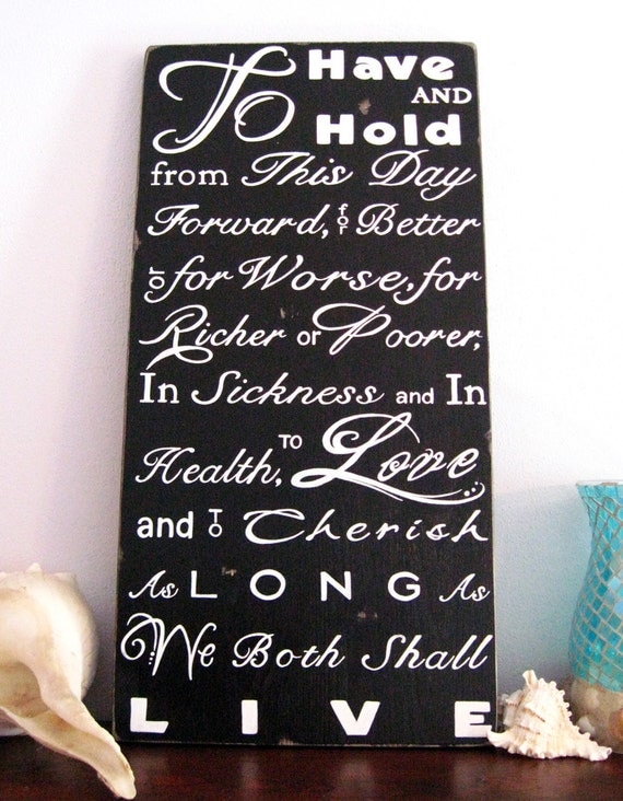 New Script - WEDDING VOWS - Typography Word Art Sign -Customize with your Date on back