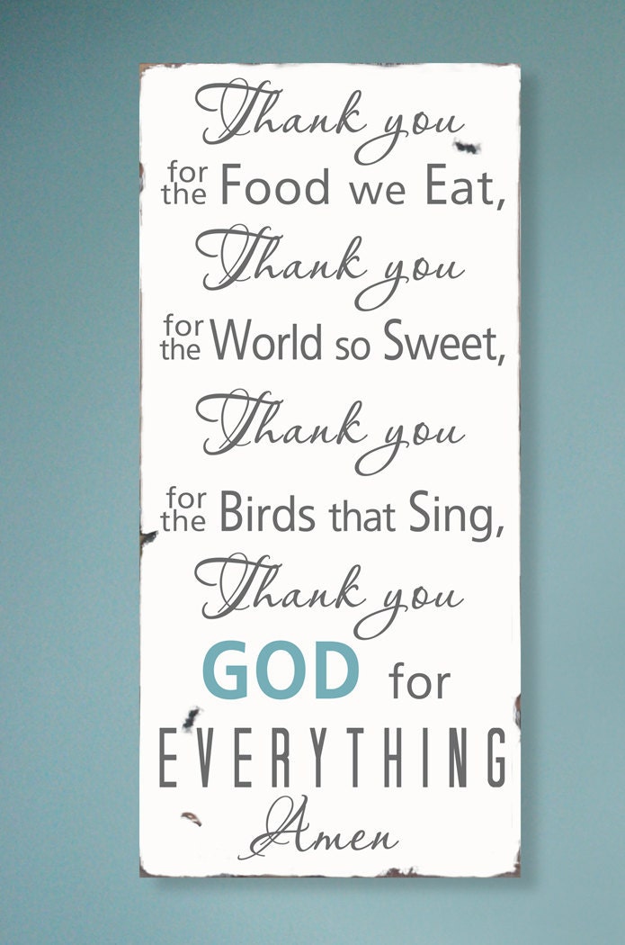 Thank you for the food we eat  Blessing - Typography Word Art Sign