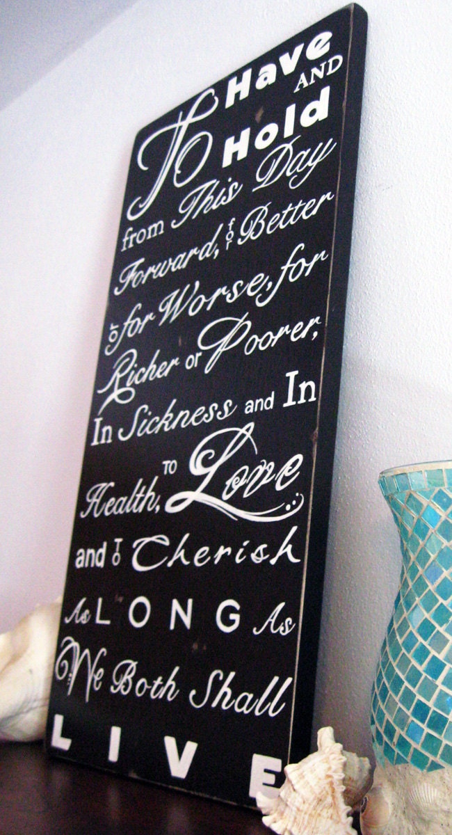 New Script - WEDDING VOWS - Typography Word Art Sign -Customize with your Date on back