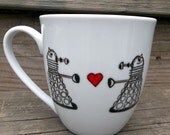 SALE Doctor  Who Dalek in Love Coffee Mug Exterminate The Hate Tea Cup MMMug