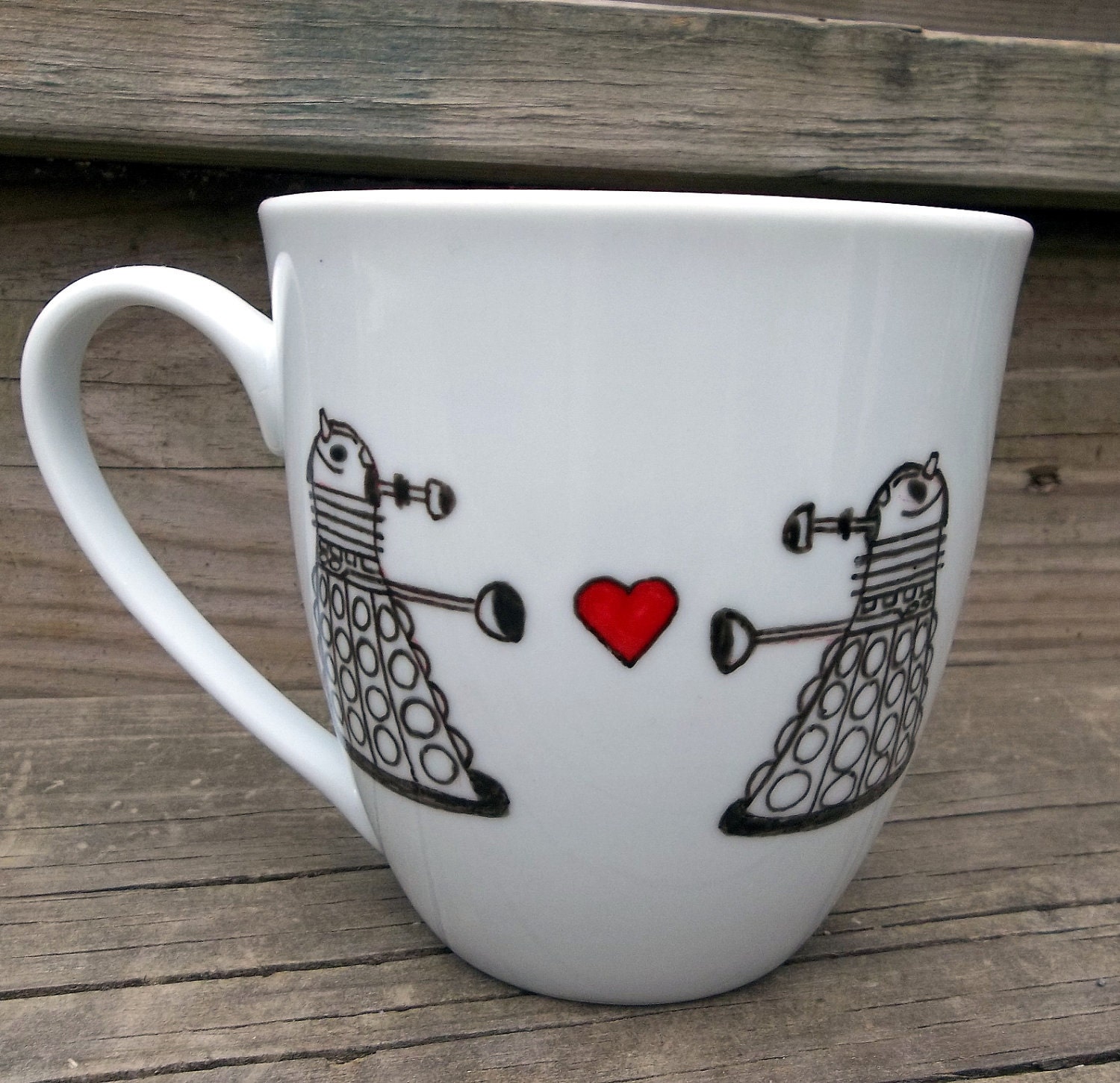 SALE Doctor Who Dalek in Love Coffee Mug Exterminate The Hate Tea Cup MMMug