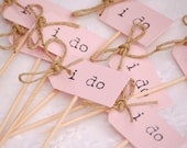 I Do Cupcake Sticks - blush pink and twine bows