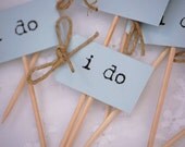 I Do Cupcake Sticks - pastel blue and twine bows