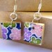Recycled Square Wood Earrings - Flower Petal