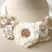 Bridal Statement Necklace, Floral Statement Necklace, Ivory White and Blush, Vintage Wedding, Bridal Jewelry