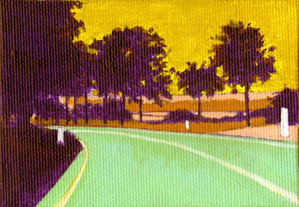 Purple Trees. original mini landscape painting