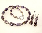 Purple Crazy Lace Agate Necklace and Earring Set