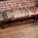 Reclaimed wood and recycled coffee sack bench