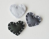 Black Ombre Heart Magnets in "Charcoal" - Set of 3 Wool Felt Magnets - Love Grey Gradient - Wedding Favors - whatnomints