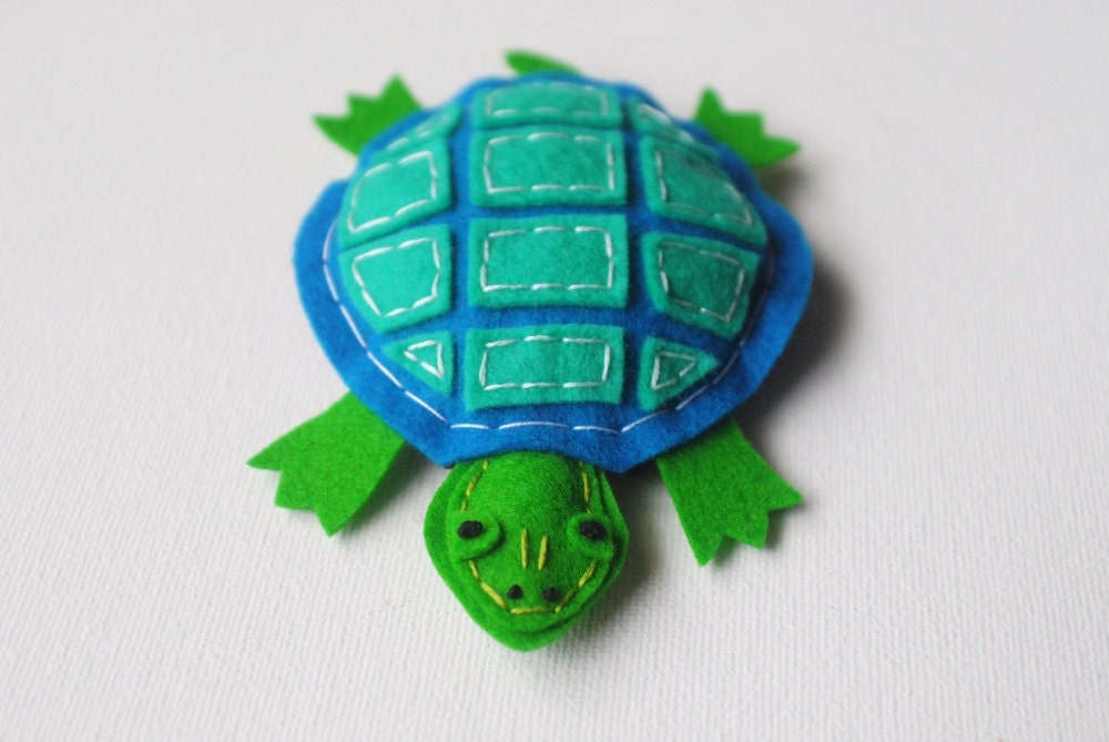 Red-Belly Turtle Stuffed Creature - Cute Soft Sculpture Reptile Animal - Wool Felt Stuffed Animal