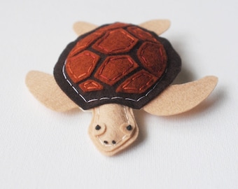 Loggerhead Sea Turtle Stuffed Animal - Cute Soft Sculpture Reptile Animal - Wool Felt Plush