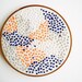 Pointillism - Embroidery Hoop Wall Art - Peach and Navy French Knots and Polka Dots
