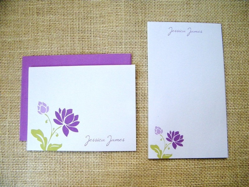Water Lily Stationery and Notepad Personalized Custom Set - Gift for Sister Friend Mother Coworker Teacher