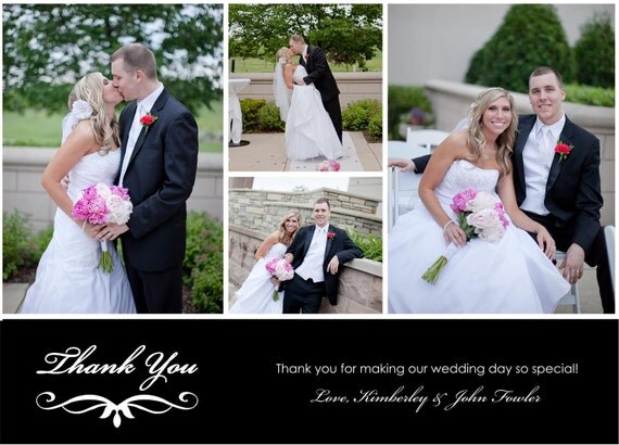 Classic Wedding Thank You Photo Card Collage - Digital File Il_570xn