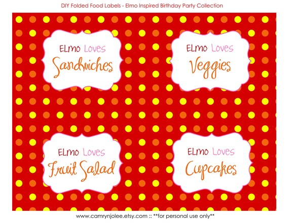 Sesame Street Elmo Inspired Food Labels - Digital File Il_570xn