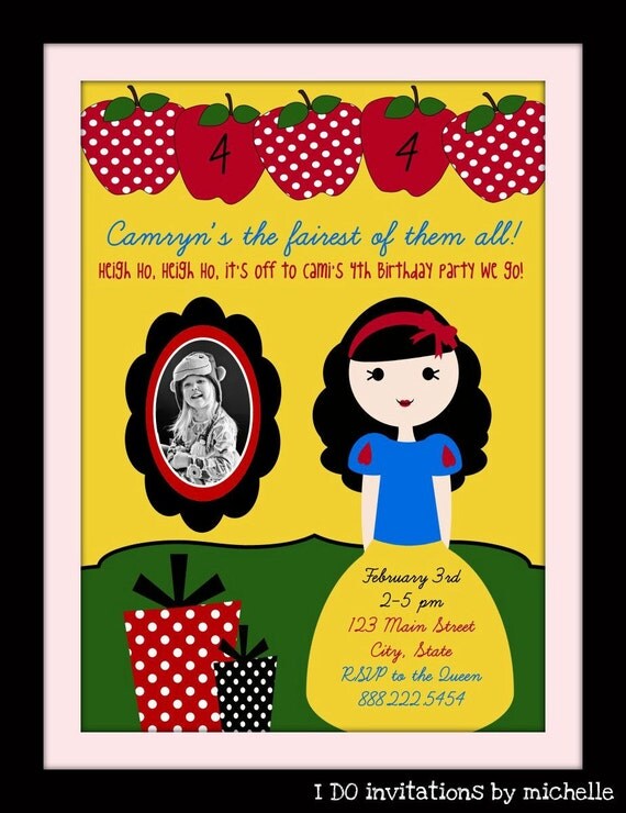 Snow White Inspired Birthday Party Invitation - Digital File Il_570xn