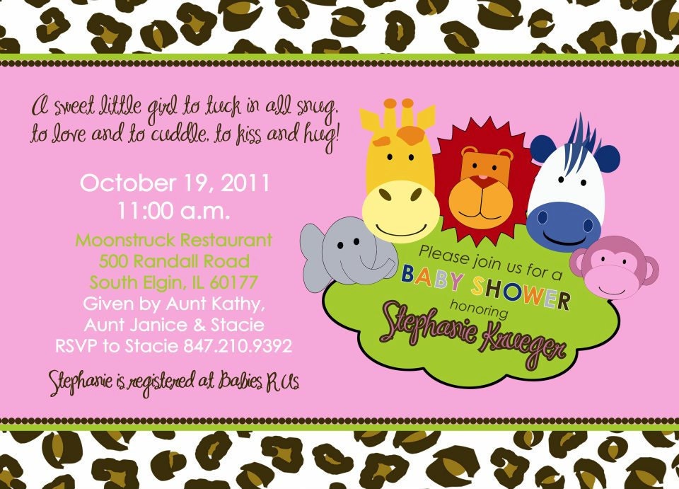Baby Shower Jungle Safari Themed Invitation - Digital File Il_570xn