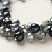 Black Grey Silver Bridesmaid Jewelry Pearl Cluster Bracelet - Night Sky