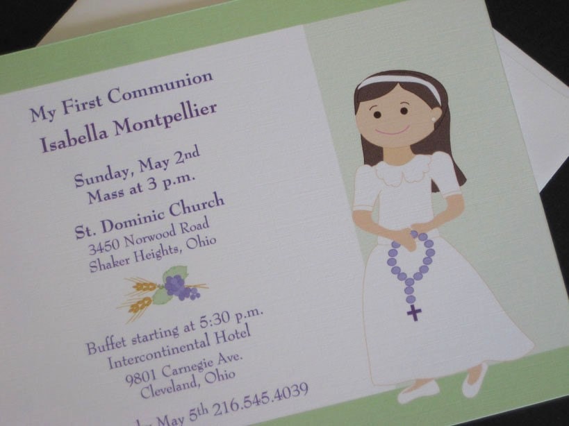 First Communion or baptism invitation for Girls -in Spanish too