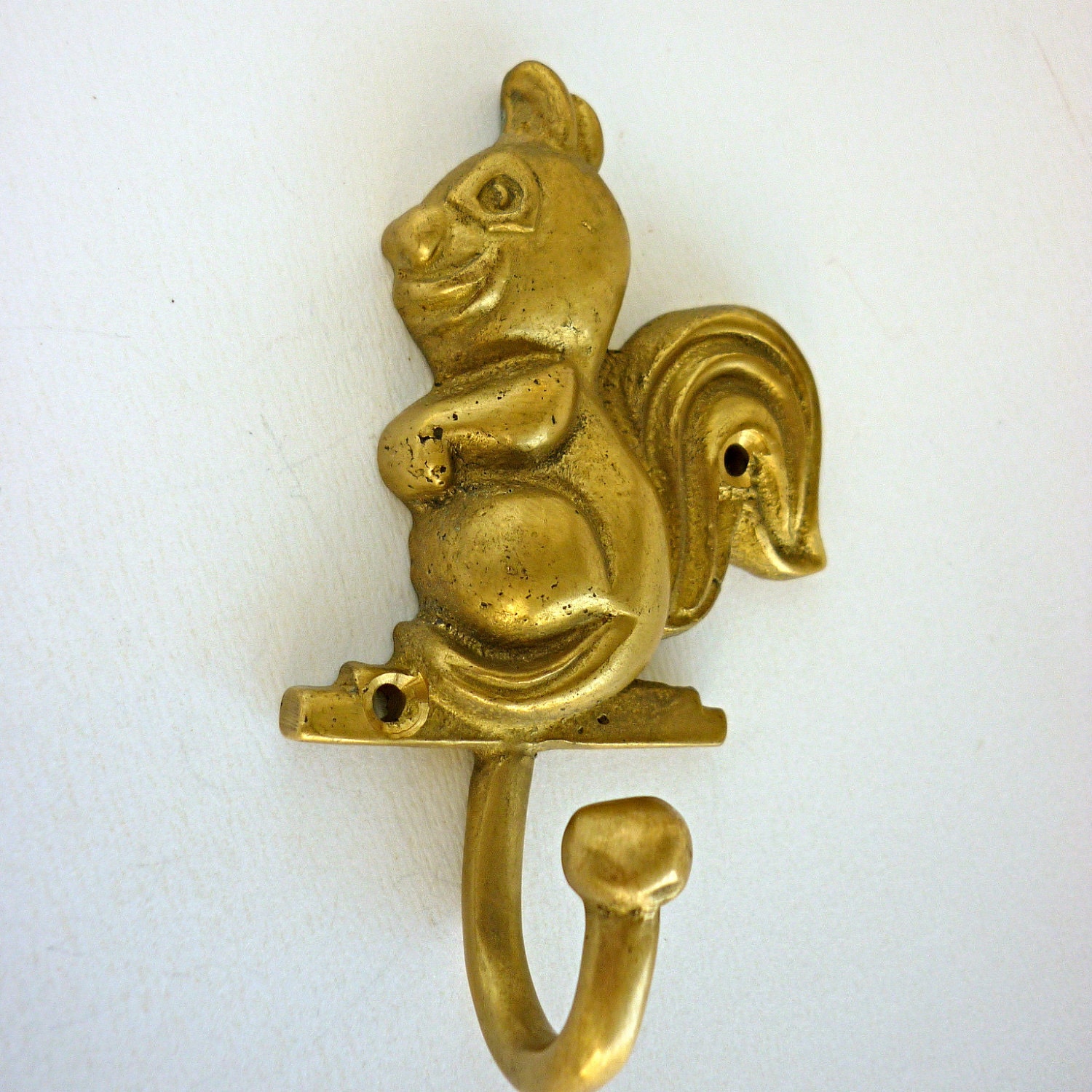 Vintage Squirrel Brass Hook
