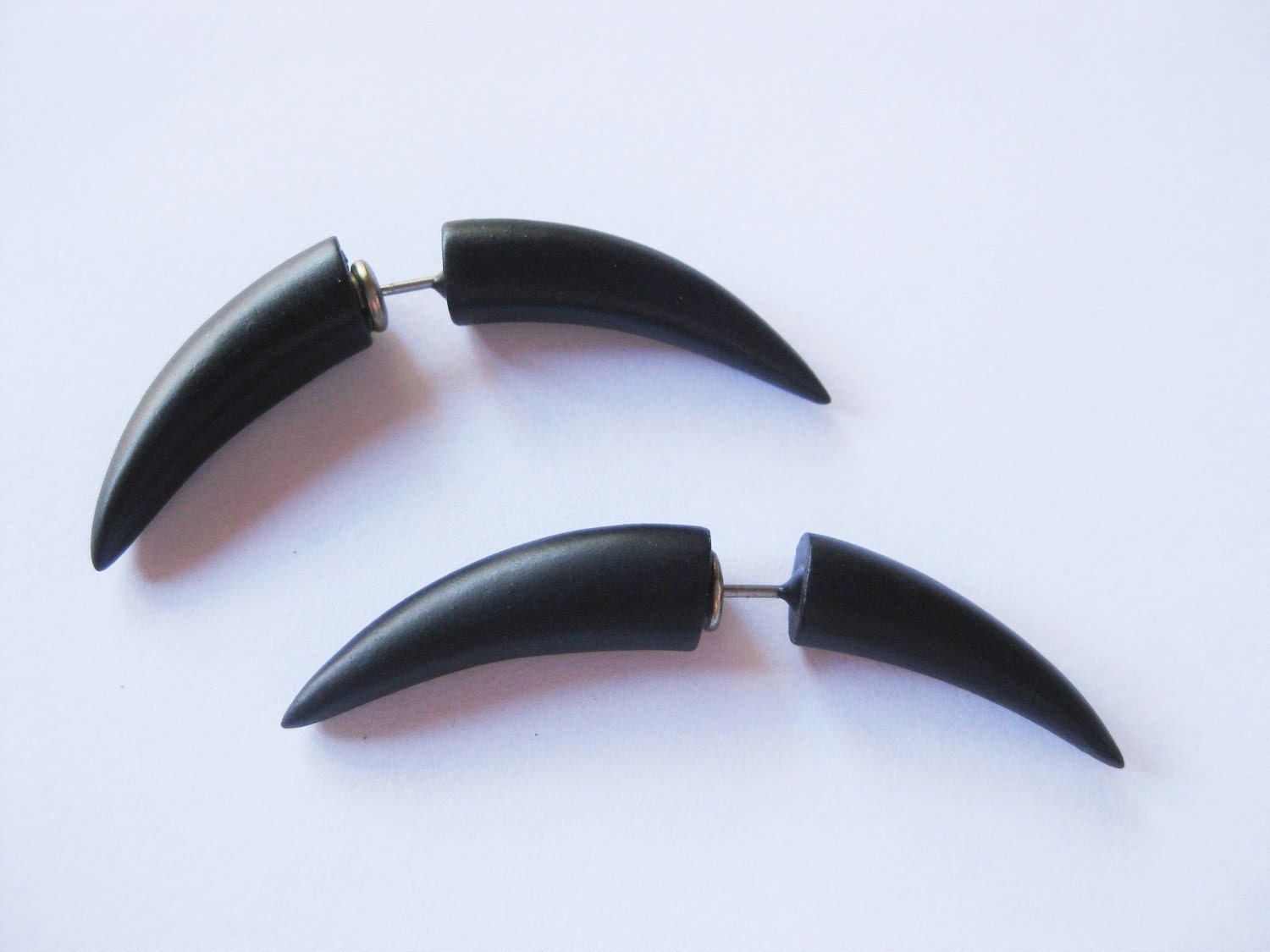 Black wooden fake gauge earrings