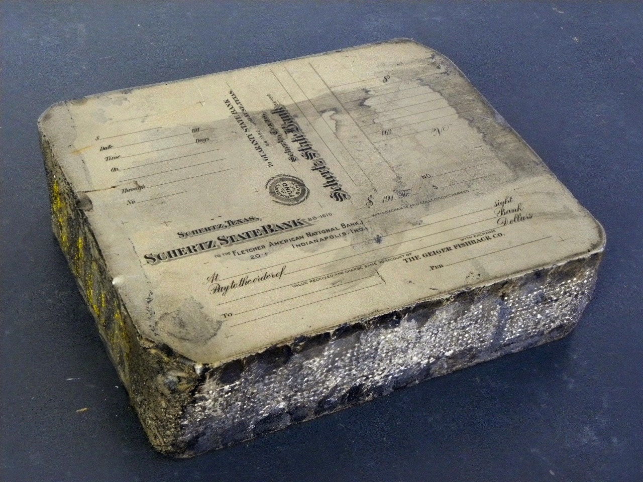 Antique Lithography Stone, Double-sided, Vintage Printmaking, Typography, Turn of the Century