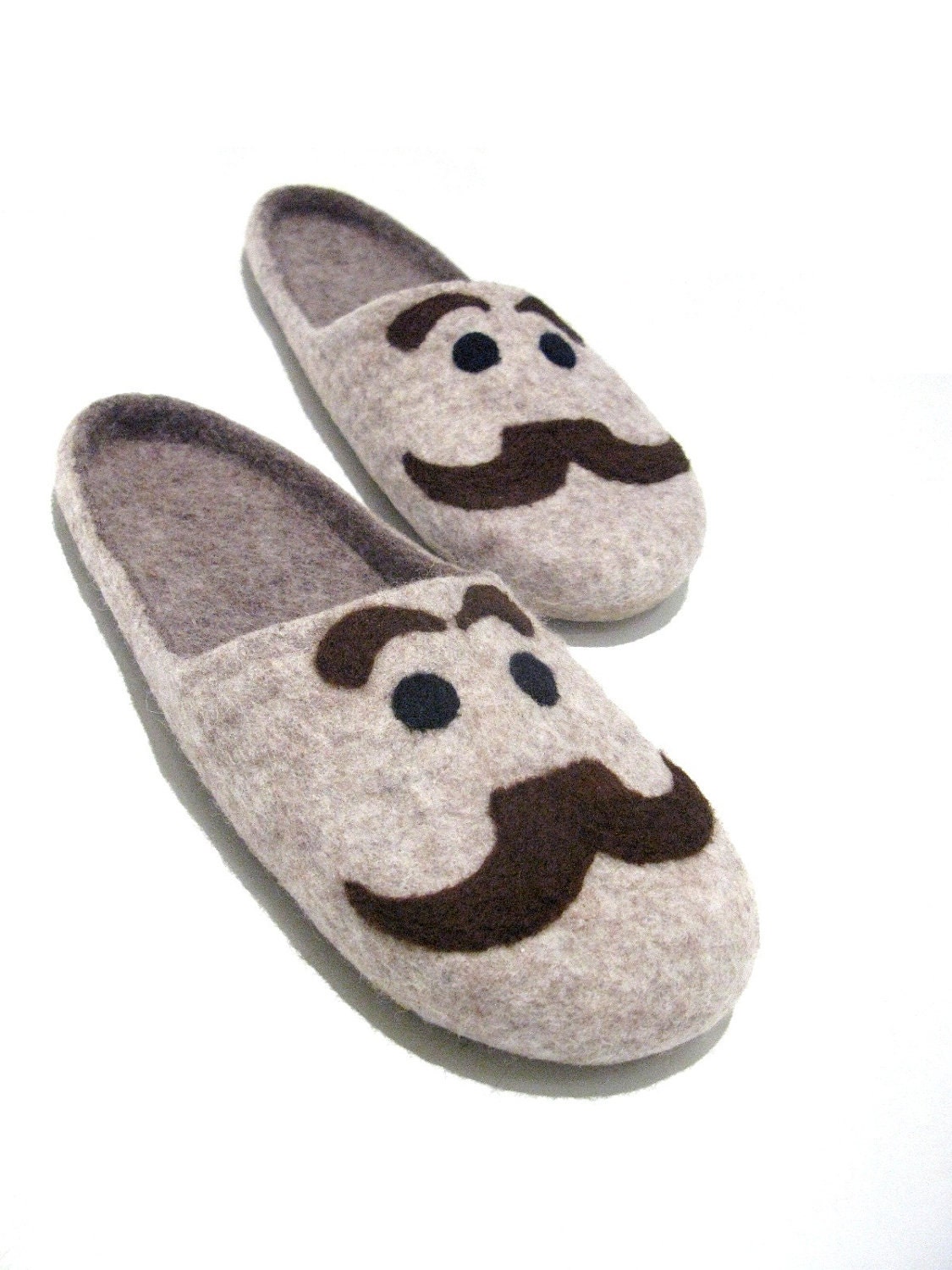 Felted slippers "Men with mustache"