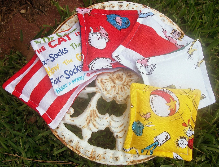 Set of 6 Dr Seuss themed Bean Bags
