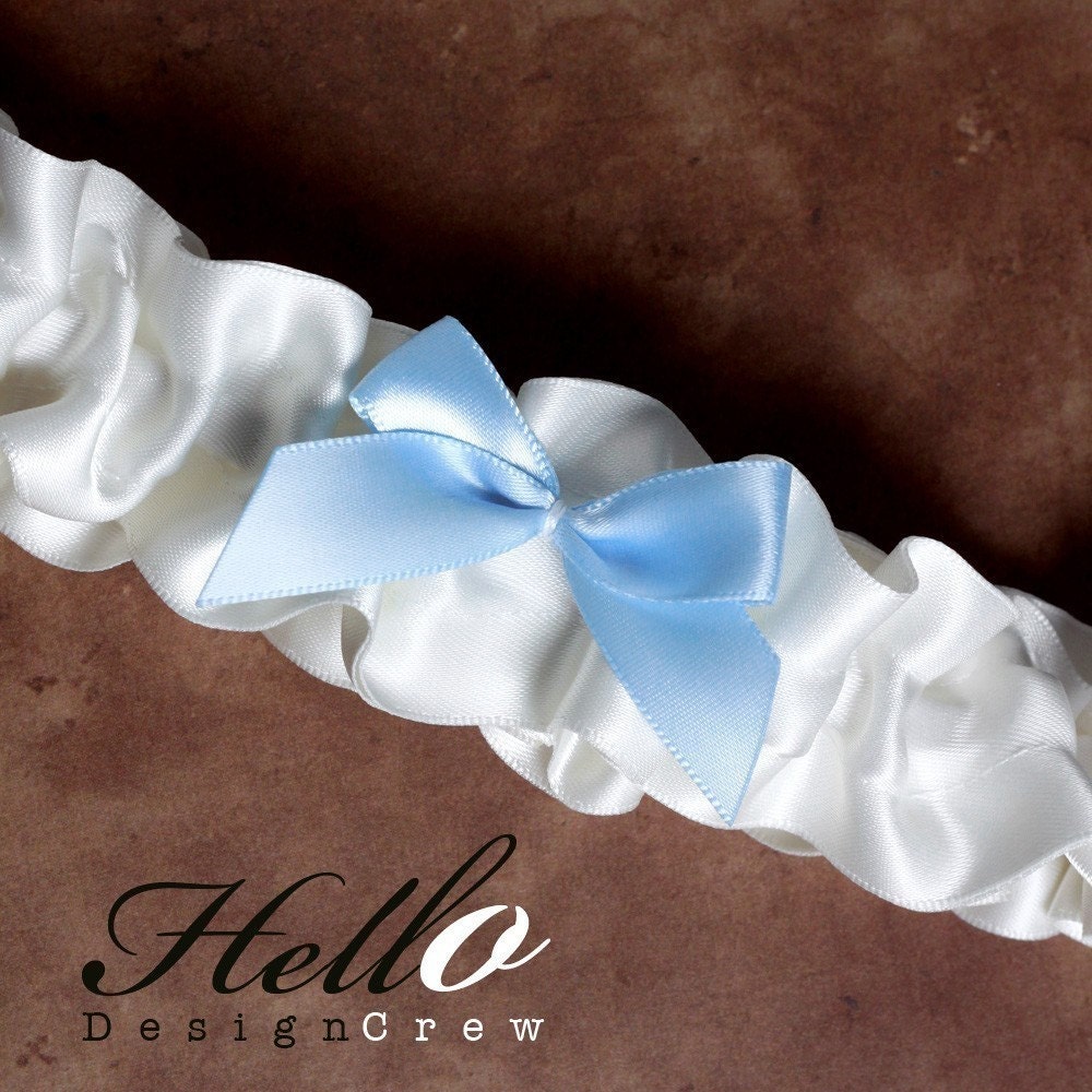 Eggshell White Toss Garter with Something Blue - MED/LG