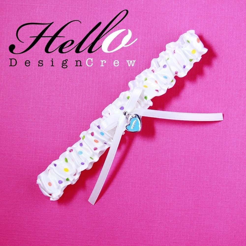 Wedding Garter, Boudoir Garter, Bridal Garter, Prom Garter - Cupcake Sprinkles Sparkle Garter Single Limited Edition - MED/LG